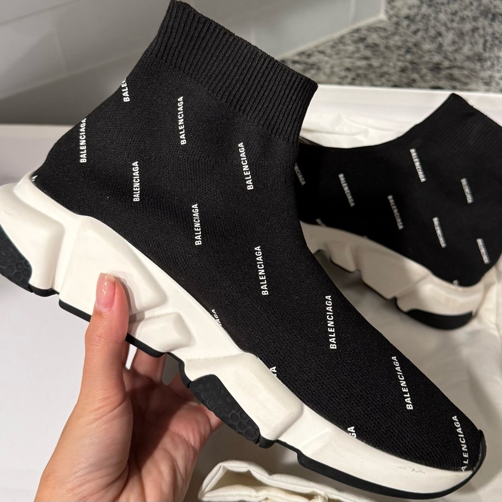 Balenciaga Black and White Sock Sneakers